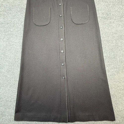 Herve Bernard Long Sleeveless Black Button Up Tunic Dress Virgin Wool Size 10 - Picture 3 of 14