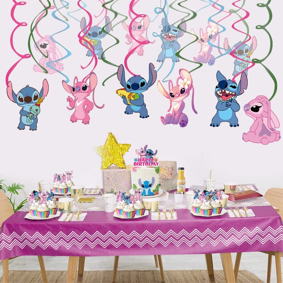 30pcs Pink Lilo and Stitch Party Swirl Decorations,Girl Lilo and Stitch