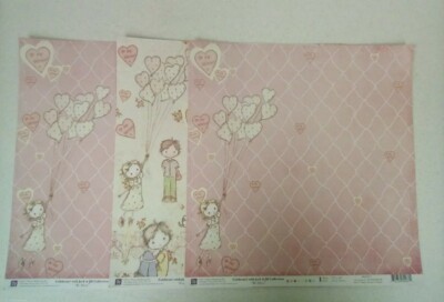 Three Sheets 12x12 Jack & Jill  Valentine Cardstock 2011 Two-Sided Paper   HG23