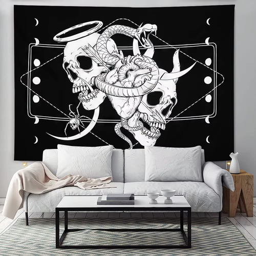Tapestry Wall Hanging Bedspread Art Skull Decor Living Room Bedroom UK - Picture 7 of 11
