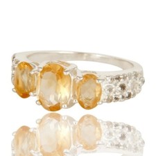 Natural Citrine Gemstone Engagement Sterling Silver Solitaire Ring Jewelry
