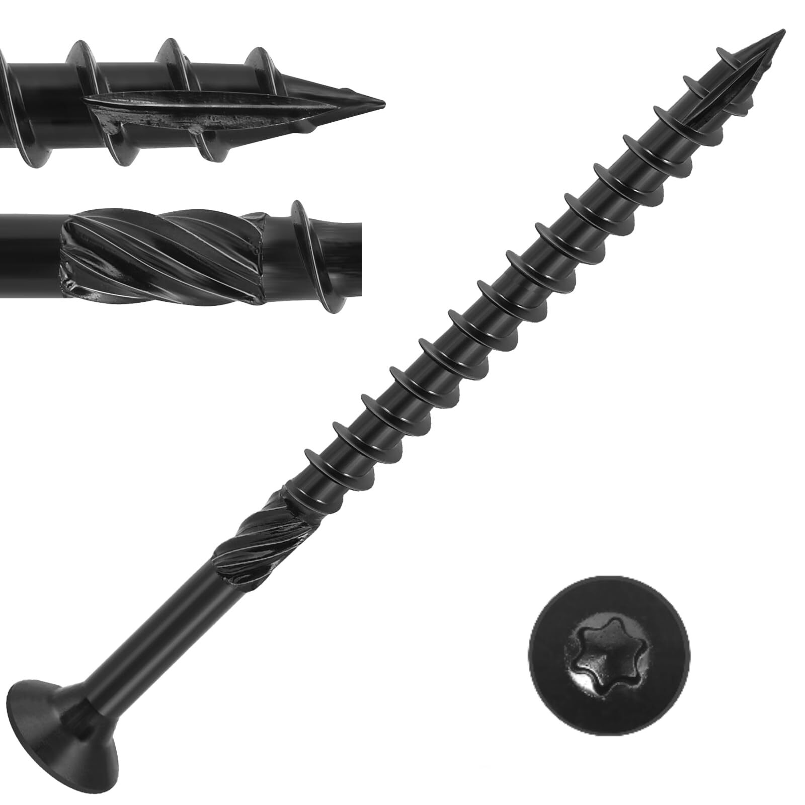 Heavy Duty 14x6 Inch Black Rust Resistant Deck Screws 20 Pack