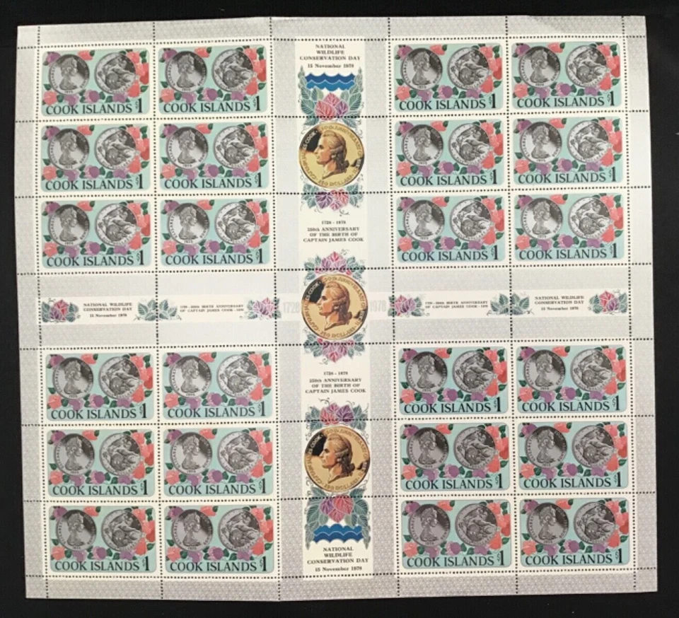 Cook Islands 1978 $1 National Wildlife Stamp Sheet Mint - Image 2 of 2