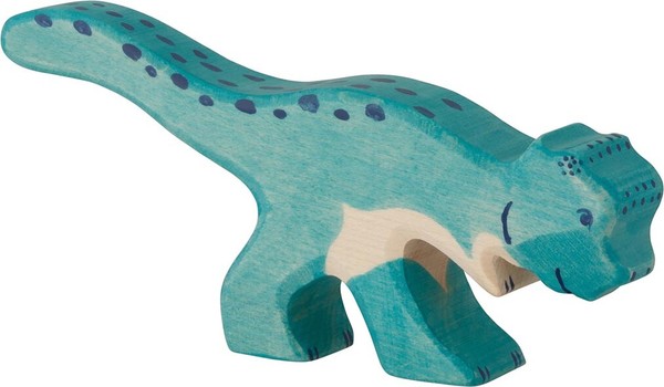 Pachycephalosaurus Von Holztiger Dinosaurier Dino Saurier Holzdino Blau Holz Neu-image