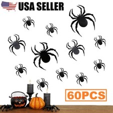 60PCS Realistic Big 3D Spiders Stickers for Halloween Home Party Window Decor US