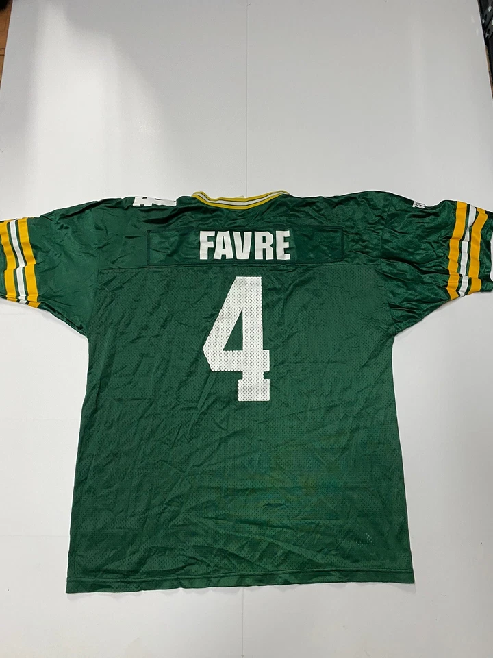 Camiseta de los Green Bay Packers para hombre XL verde #4 Brett Favre vintage Wilson NFL Foto 4 de 4
