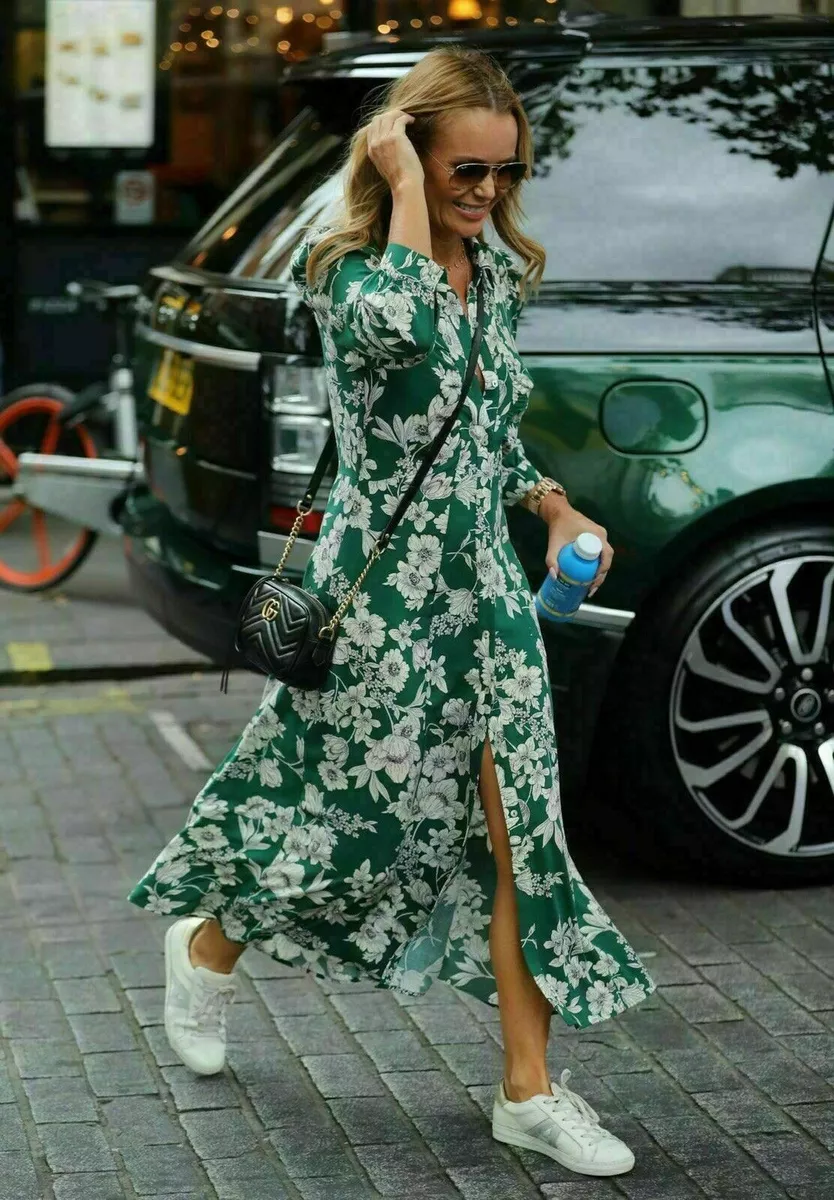 Zara green floral print clearance dress