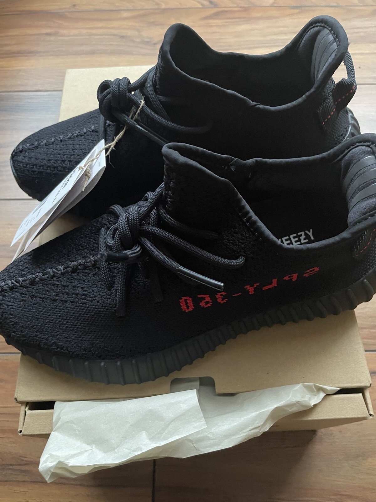 Adidas Yeezy Boost 350 V2 Black Red BRED / Core Triple Black - UK 6 - US 6.5 image 2