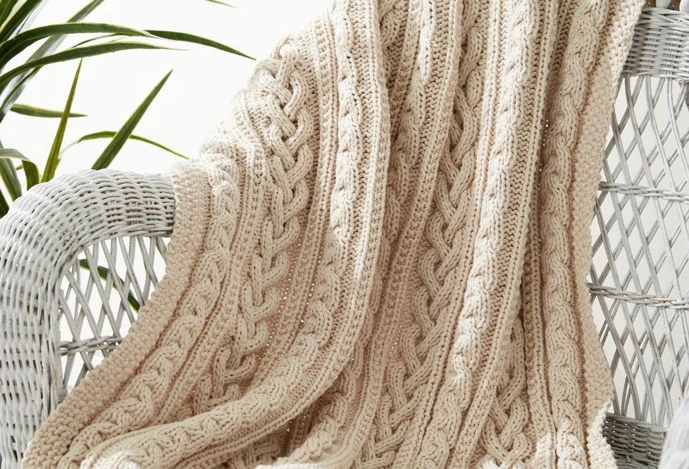 Chunky knit braided blanket new arrivals