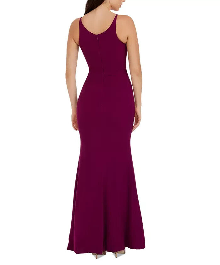 Dress The Population Sz XS Womens Iris Dress Long Gown Dark Magenta Crepe  NEW! | eBay