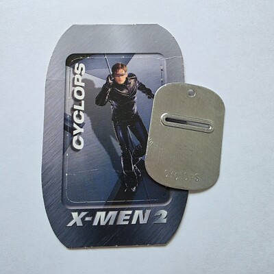 UK - 2003 Kelloggs X-Men 2: Metal Dog Tag With Character Card - Cyclops