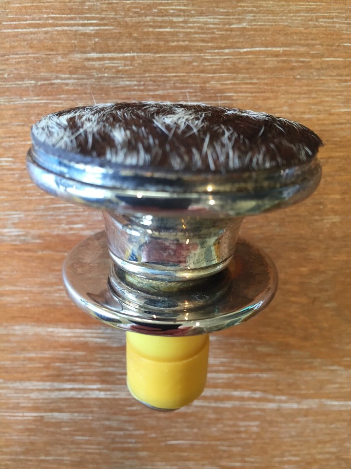 Vintage Sterling Silver Bottle Stopper With Cowhide Top & Coated Seal