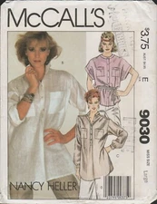 McCall's 9030 Nancy Heller Big Shirt Tunic Pattern 1980s Size Large 18 20 Uncut