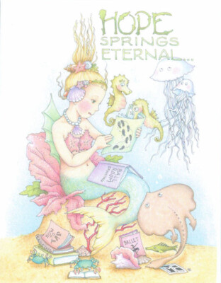 Mary Engelbreit-HOPE SPRINGS ETERNAL Dance Mermaid Seahorse-Notecard w/Env-NEW!
