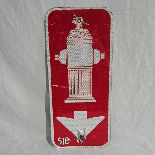 Fire Hydrant Down Arrow Sign 18x8 Reflective Metal Street Sign #518