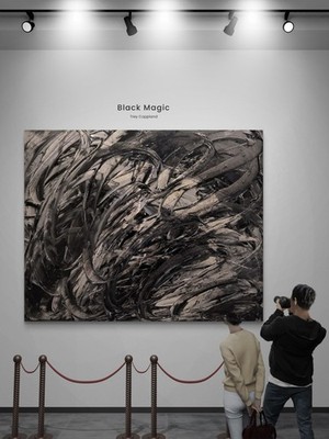 Trey Coppland, Black Magic Abstract Acrylic Painting, 24+30 in, 2026, Signed
