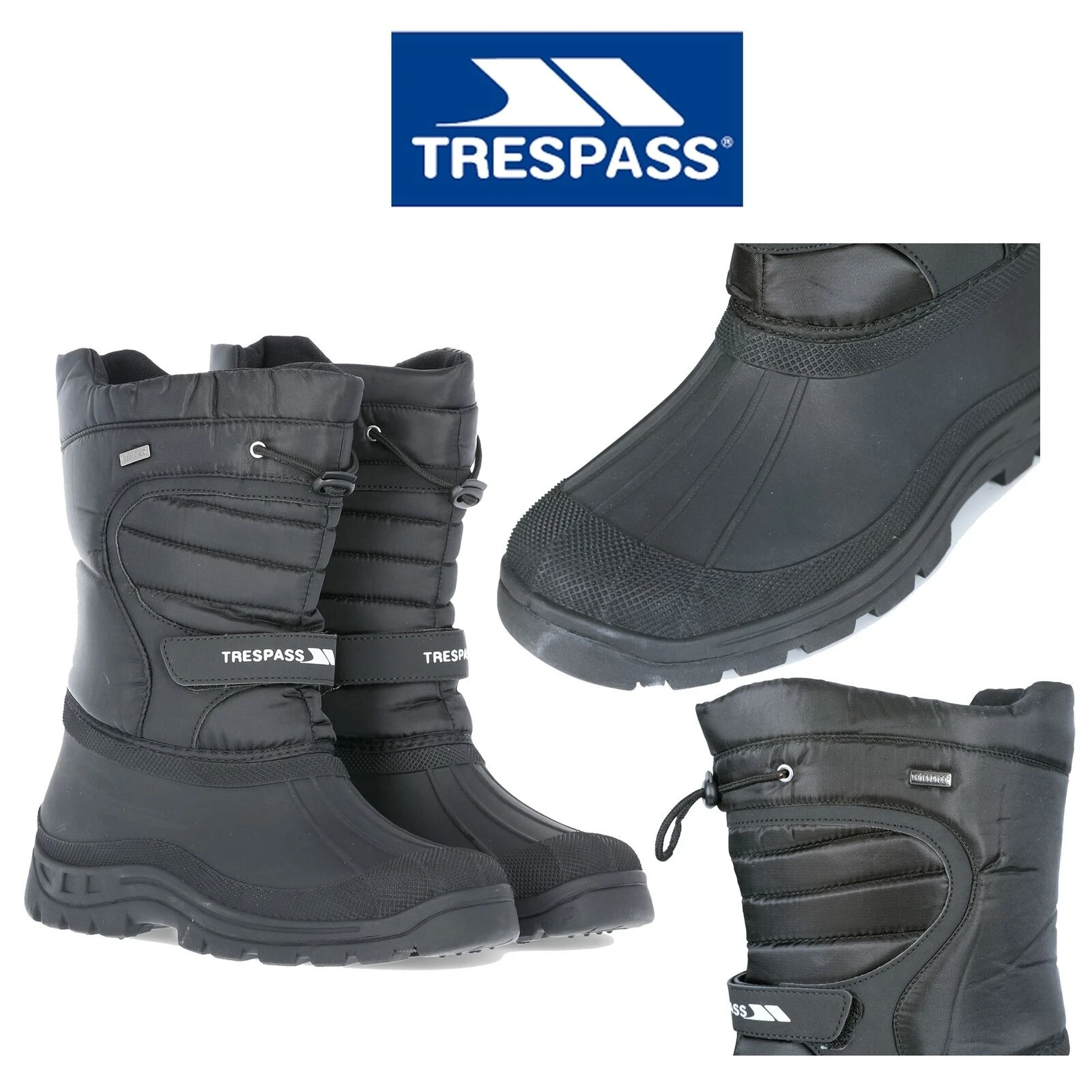 Trespass Mens Womens Pull On Snow Boots Black Winter Water Resistant Boots Dodo
Opens in a new windo