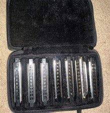 Fender Blues Deluxe Harmonicas with Case - Black, Pack of 7 1 damaged 
