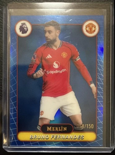2026 Topps Merlin Premier League Bruno Fernandes Blue Refractor /150 #134 Man U