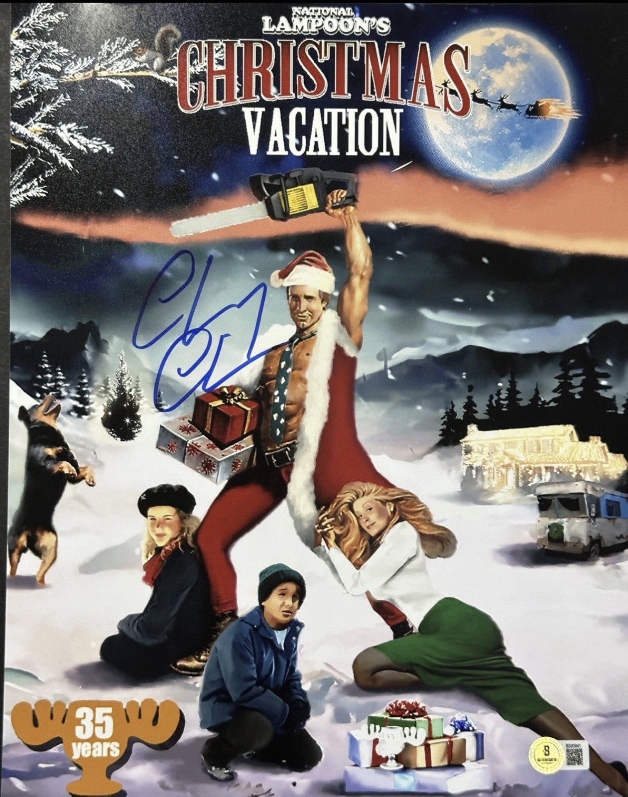 Chevy chase signed 11x14 christmas vacation movie photo auto bas beckett