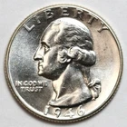 1946 25c Washington Silver Quarter - RAW - Great Luster - GEM BU
