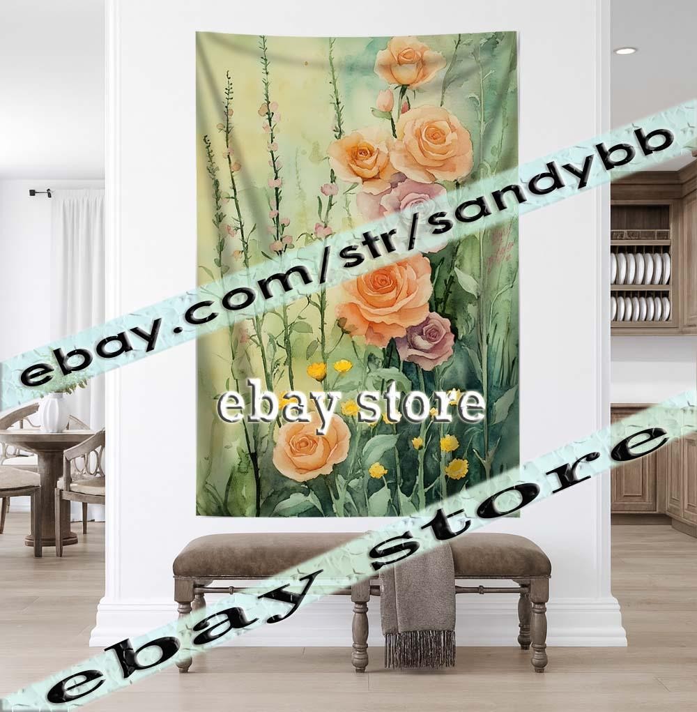 Rose peach tapestry dreamy peach tones, garden poster 39X59 in | eBay