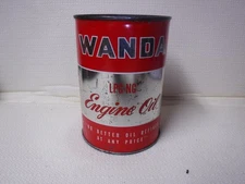 Wanda Motor Oil Can 1 Quart Metal Full S.A.E. 20-20W
