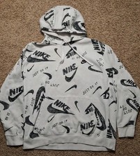 Nike Sportswear Club Fleece Hoodie All Over Print White Doodle Mens AOP XL