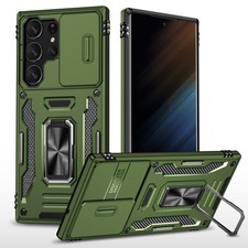 For Samsung S26 Ultra S25 FE Rugged Ring Stand Case Sliding Camera Lens Cover