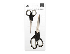 Image of Comfort Grip Scissors 2 Pack Sharp Multipurpose Soft Handle Cutting Tool