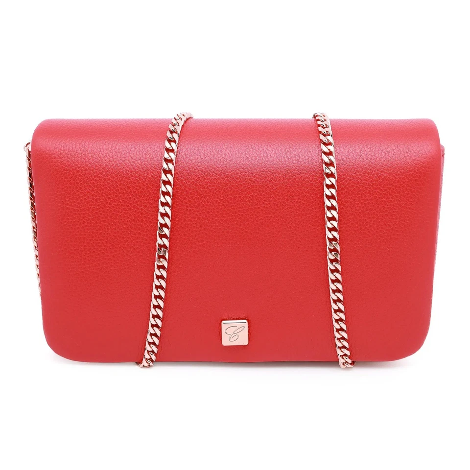 Bolso Bandolera Chopard Ice Cube, Mini Cadena Cuero Granulado Rojo 95000-1105