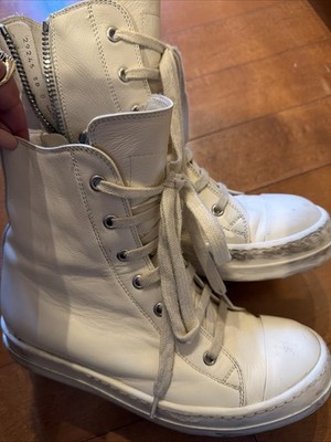 Rick Owen's White high top authentic Size 38 Used | eBay