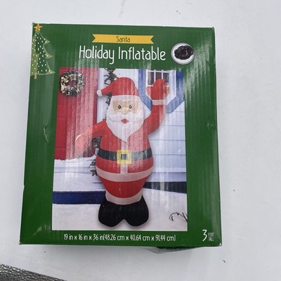 Holiday Time Santa Claus 3ft Inflatable Christmas Airblown Figure Working