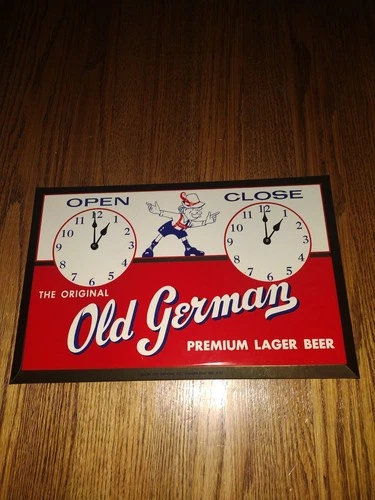 OLD GERMAN BEER SIGN OPEN CLOSE TOC TIN OVER CARDBOARD VINTAGE