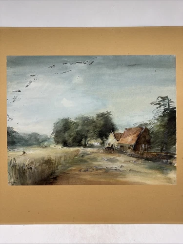Vintage Painting House, Path, Landscape Watercolour A.2.4.U.