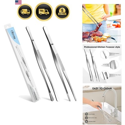 Kitchen Tongs Cooking Tweezers Stainless Steel 12-inch 2pcs for Cooking BBQ