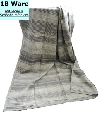 Kuscheldecke 150x200 Baumwolle Wohndecke weich warm Biederlack Streifen grau 1b