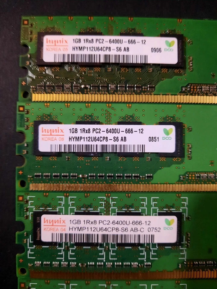 Hynix 1GB 1Rx8 PC2 6400U-666-12 Ram(6 Sticks) 6GB Total - Image 3 of 4