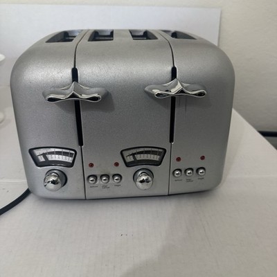 DeLonghi RT400 4 Slice Toaster Silver Retro Wide Slot Dual Control Tested