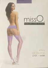 S/M Miss O Shiny Belt Stockings VIOLET - S101 (small/medium) - 15Den