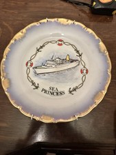 Vintage Cunard Princess Ocean Liner Ship Decorative Wall Plate Gilt Edged