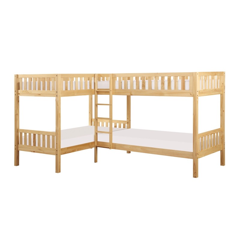 COOL NATURAL SPACE SAVING CORNER FOUR (4) BUNK BED BEDROOM FURNITURE SET SALE