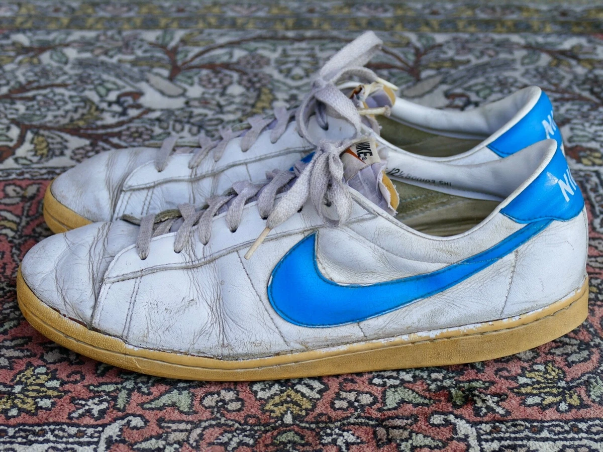 1980 Nike Tennis Shoes Sz 12.5 vtg original 80s 1980s wimbledon racquette blue