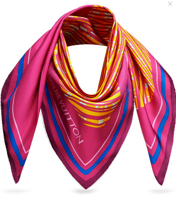 New Unisex Louis Vuitton Wrap Monogram Logo Alma Bag Pink Gold Blue Silk Scarf