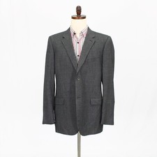 Calvin Klein 44L Gray Sport Coat Blazer Jacket Check 2B Wool