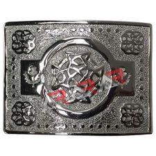 Scottish Highland Kilt Belt Buckle Celtic Knot Work High Quality Chrome Finish