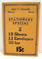 John V Simonds Millstadt Ill Stationary Special Package Old Unsold Store Stock