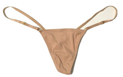 Victorias Secret Love Cloud Beige Adjustable V-String Thong Panties Size XL Logo