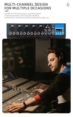 7 Channel Bluetooth Mixer DJ Live Studio Audio Mixer USB Console Amplifier AUX - Picture 5 of 21