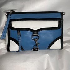 Pre-loved Authentic Rebecca Minkoff Blue / White / Black Color Block Crossbody 
